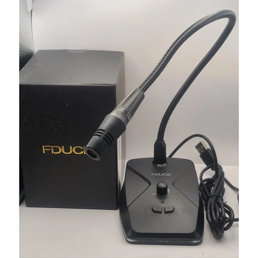 FDUCE USB Gooseneck Computer Microphone‎ with Mute Button & RGB Lighting